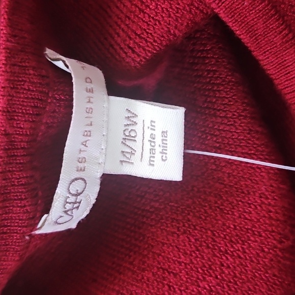 Cato Maroon Sweater Dress with Sequin and Pearl Long Sleeves - Picture 11 of 15